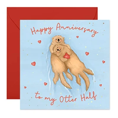 Image of Central 23 Cute Anniversary Card &#039;To My Otter Half&#039; Sweet Pun Animal For Husband Wife Girlfriend Boyfriend Comes with Fun Stickers