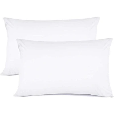 Image of RAYYAN LINEN&#039;S WHITE 100% EGYPTIAN COTTON PAIR OF PILLOWCASES 200 THREAD COUNT 50 X 75 CM
