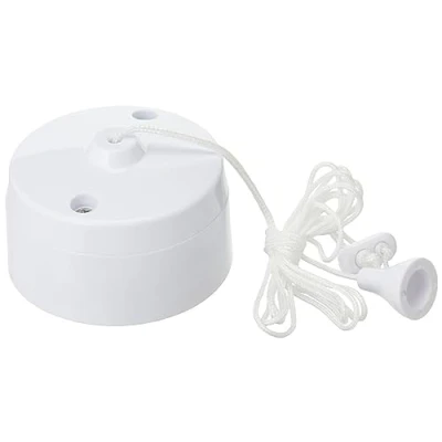 Image of Merriway BH05131 2 Way Ceiling Switch Bathroom Pull Cord, Round 5 Amp , White