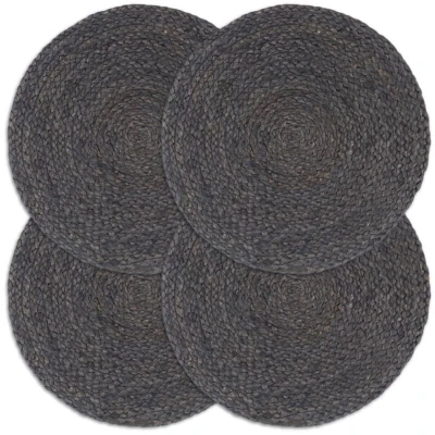 Image of vidaXL Placemats 4 pcs Plain Dark Grey 38 cm Round Jute