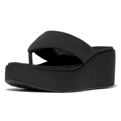 Image of Fitflop Women&#039;s PLATFFORMS Wedge Toe Post Sandals, Black, 7 UK