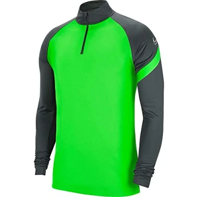 Image of NIKE Men&#039;s Dri fit Academy Pro Long Sleeve Jersey With Zip, Green Strike/Anthracite/White, XL UK