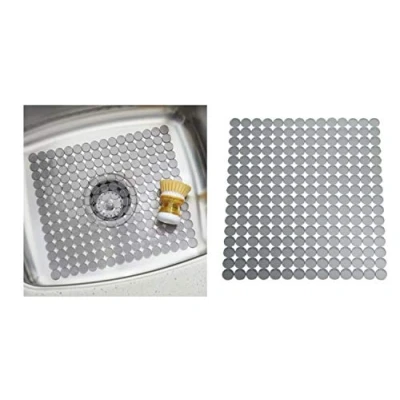 Image of iDesign Orbz Sink Mat, Regular Plastic Dish Draining Non Slip Mat for Sink, Graphite