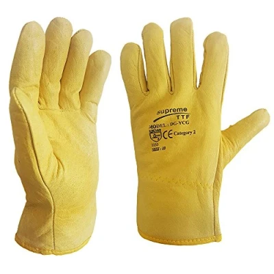 Image of Driver Gloves Fleece Cotton Lined Leather Lorry Drivers WORK (XL)