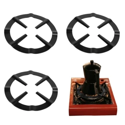 Image of FUIPVGI 3 Pcs Cast Iron Universal Mocha Pot Stand, Gas Ring Reducer, Stove Cooker Plate, Coffee Stand Extender for Hob Stoves, Holder Reducer (Black)