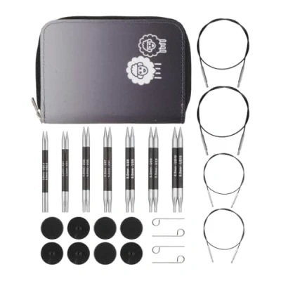 Image of KnitPro Karbonz Knitting Pin Set of 7, Circular, Interchangeable, Special Deluxe