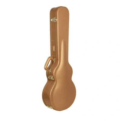 Image of Crossrock Designer Series Wooden Case for Les Paul Electric Guitars Security Lock, Metal Feet, Storage Space Luxury Gold(CRW520LLG)