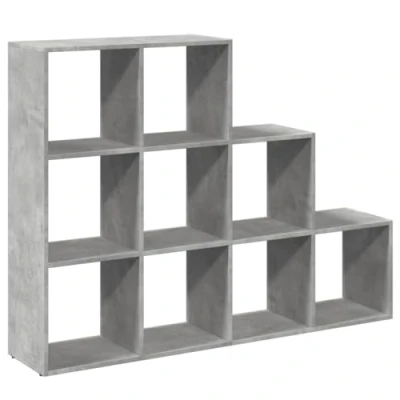 Image of vidaXL Room Divider Bookcase 3 Tier Bookshelf, 9 Cubes, Concrete Grey, Engineered Wood, Sturdy Storage Organizer for Living Room/Bedroom/Study