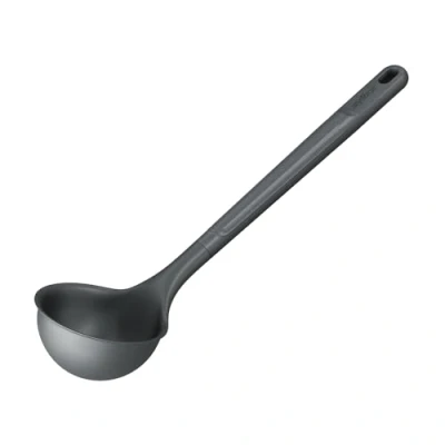 Image of Zyliss Medium Ladle, Sustainable Wheat Straw/Nylon, Soup Ladle for Cooking and Serving with Heat Resistant Silicone Head, Beluga Grey, 28cm x 5.5cm, Dishwasher Safe, 5 Year Guarantee