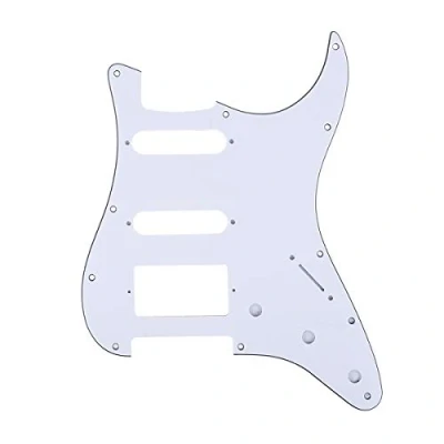 Image of Musiclily Pro 11 Hole Modern Style Strat HSS Pickguard for American Stratocaster Guitar, 3Ply White