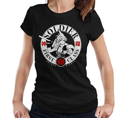Image of Soldier First Class Shinra Midgar Final Fantasy VII Women&#039;s T Shirt Black