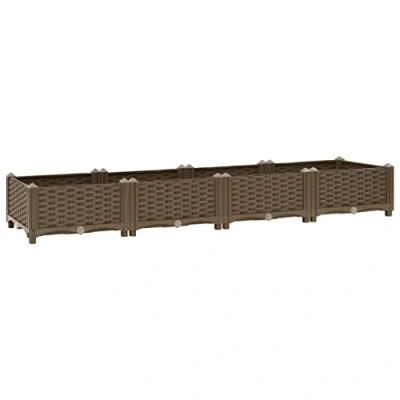 Image of vidaXL Raised Bed Lawn Gardening Outdoor Garden Planter Pot Flower Box Planting Basket Vegetable Herb Grow Polypropylene Brown