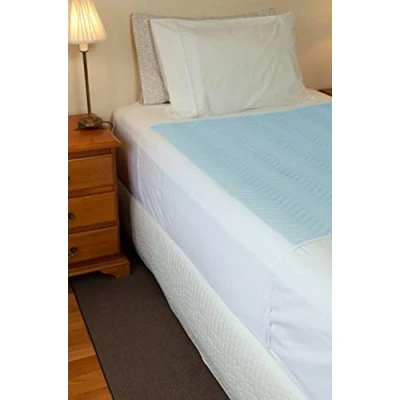 Image of Deluxe Washable Reusable Single Bed, Incontinence Pad Protector with Tucks, Blue