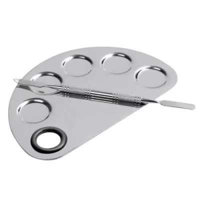 Image of Tsathoggua Professional Makeup Palette And Spatula, Upgrade Mixing Make Up Palette, Stainless Steel Cosmetic With Spatula For Cosmetics Or Nail Art