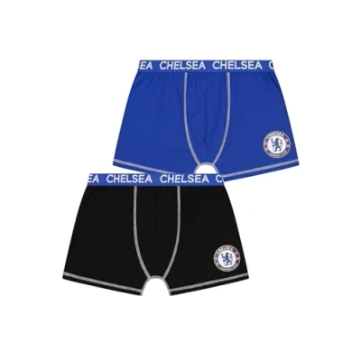 Image of Chelsea Mens 2 Pack Football Club Boxer Shorts Cotton Boxers Multipack Trunks Underwear (XX Large) Blue