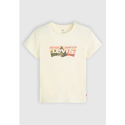 Image of Levi&#039;s THE Perfect TEE Print Tshirt, Women&#039;s, Size: Medium, Egret