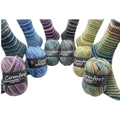 Image of Sock Wool Stocking Comfort Colour 4 Ply Set 6 x 100 g 420 m Length Multicoloured Colourful Gradient Yarn 02