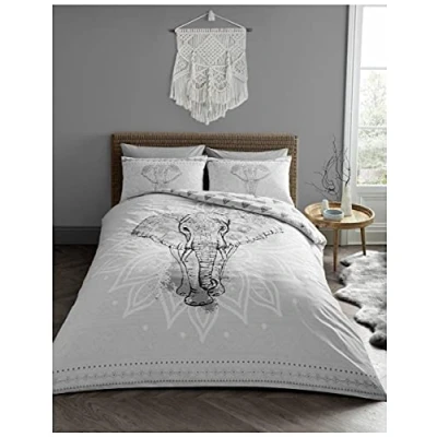 Image of GC GAVENO CAVAILIA Animal Duvet Cover, Polycotton Bedding Double Bed Set, Paisley Quilt Covers, Grey