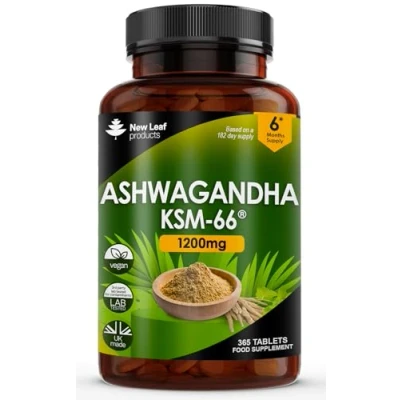 Image of Ashwagandha KSM 66 365 (6 Months Supply) 1200mg Vegan Tablets Pure High Strength Root Extract Supplement (not Capsules) Non GMO &amp; UK Made