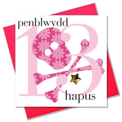 Image of Claire Giles Ages Welsh Penblwydd Hapus Age 13 Girl Birthday Card