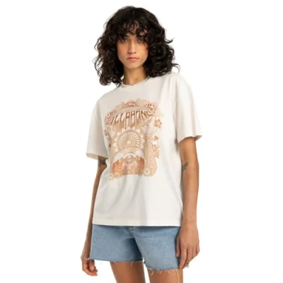 Image of Billabong Short Sleeved T Shirt Waves of Change Young Womens White XS