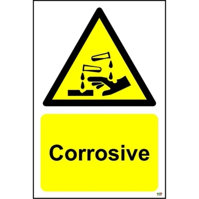 Image of Warning Corrosive Safety Sign 1.2mm Rigid Plastic 300mm x 200mm