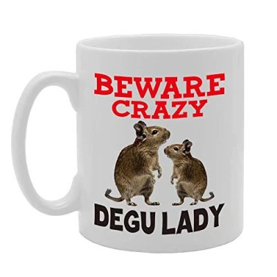 Image of Coralgraph Inc MG4445 Beware Crazy Degu Lady Novelty Gift Printed Tea Coffee Ceramic Mug