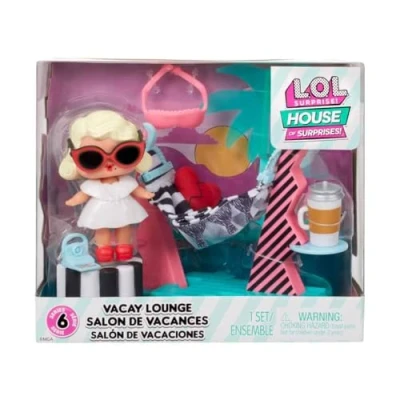 Image of L.O.L. Surprise OMG House of Surprises Playset VACAY LOUNGE Includes 3&#039;&#039;/7.6cm Leading Baby Doll with 8 For Collectors &amp; Kids from Ages 4+