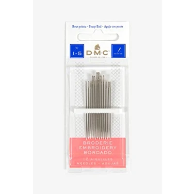 Image of DMC 1765 1/5 Embroidery Hand Needles, 12 Pack, Size 1/5, Silver