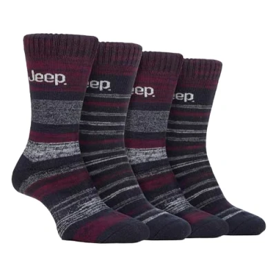 Image of Jeep 4 Pack Mens Thermal Boot Socks for Winter Thick Knitted Technical (6 11, Navy/Berry)