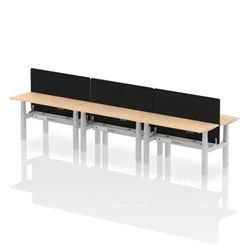 Image of Air B2B 1400x600mm Adjustable 6P Bench Desk CP Maple/Silver + Screen