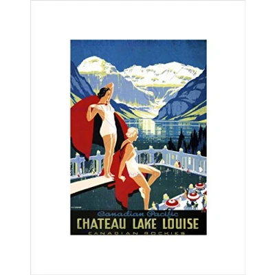 Image of Wee Blue Coo TRAVEL MOUNTAIN LAKE LOUISE ROCKY ROCKIES CANADA CANADIAN PACIFIC PRINT B12X1636