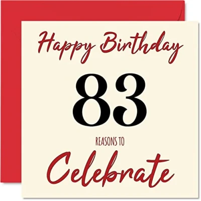 Image of Fun 83rd Birthday Cards for Men Woman Reasons To Happy Card Dad Mum Great Grandad Grandpa Nanny Grandma Gran Uncle Auntie, 145mm x Greeting Cards,