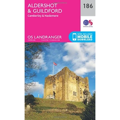 Image of Landranger 186 Aldershot &amp; Guildford, Camberley Haslemere Map With Digital Version