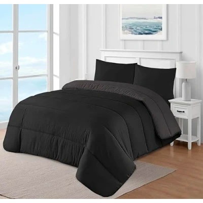 Image of adsin Reversible Coverless Microfiber Comforter 10.5 Tog, Black/Grey, Double 200X200cm