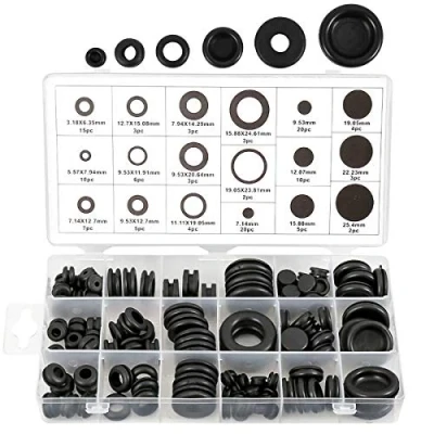 Image of 125PCS Rubber Grommet Kit 18 Sizes Blanking Gasket O Ring Assortment for Protecting Wires, Plugs and Cables