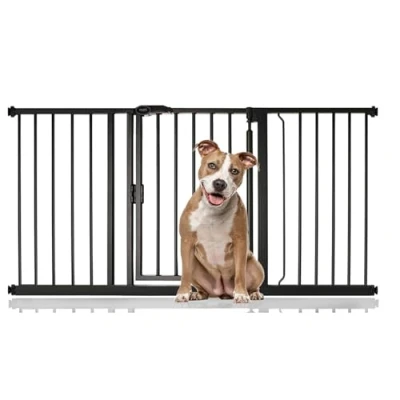 Image of Bettacare Auto Close Pet Gate, 147cm 154cm, Matt Black, Pressure Fit Stair Gate for Dog &amp; Puppy, Safety Barrier Doors Hallways and Spaces, Easy Installation