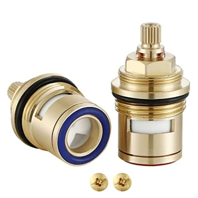 Image of Wussh Hot and Cold Pair 3/4&#039;&#039; of Bath Basin Tap Cartridge Replacement Faucet Valve Quarter Turn 50MM 20 Teeth with Solid Brass Screws