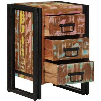 Image of vidaXL Bedside Cabinet Multicolour, 40x35x50 cm, Solid Wood, Reclaimed