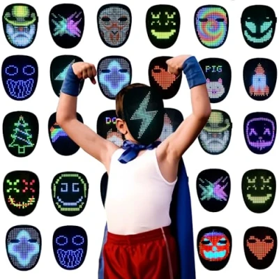 Image of Depointer Life Kids LED Mask with Gesture Sensing Lighted Face for Costume Cosplay Party Masquerade,Ages 5 10
