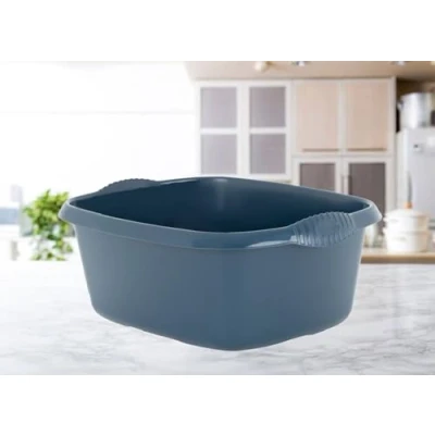 Image of Wham Essentials Navy Blue Washing Up Bowl Large Rectangle Plastic Sink Caravan Boat 39cm (17244)