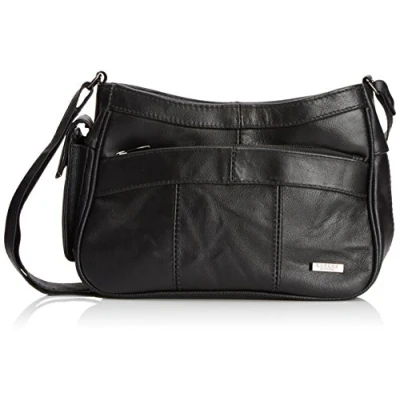 Image of Lorenz Leather bag with twin top zips (Black)