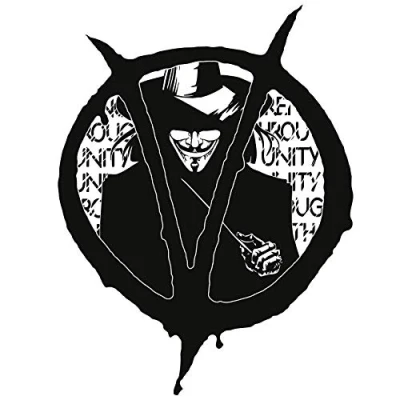 Image of Finest Folia V wie Vendetta Sticker 13 x 10 cm Car for Cars Lorries Motorcycle Accessories Self Adhesive Decoration R106 (Black)