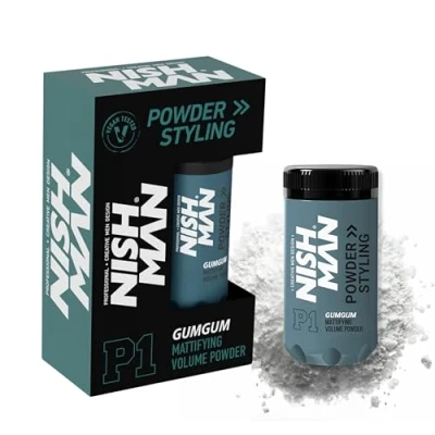 Image of NISHMAN Hair Styling Powder P1 Gumgum 20g Bubble Gum Scent Maximum Volume Boost and Texture Flexible Hold Matte Finish