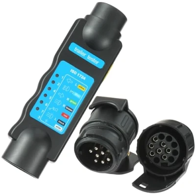 Image of Eacalyc Trailer Tester 7 Pin, Plug Socket Pin 12V Light Wiring Circuit with Adapter for Caravan RV Truck