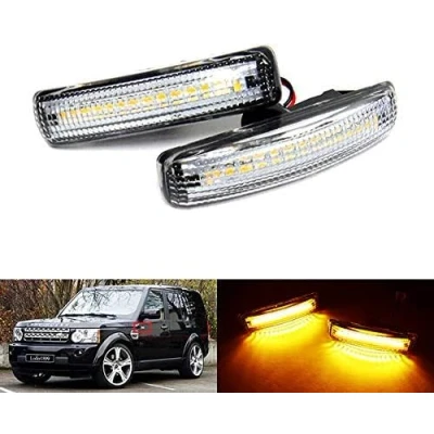 Image of RZG 2x Clear Lens Side Indicator Amber LED Marker Repeater Light Fit For LR Freelander 2 Discovery Series 3 4 LR3 LR4 RR Sport