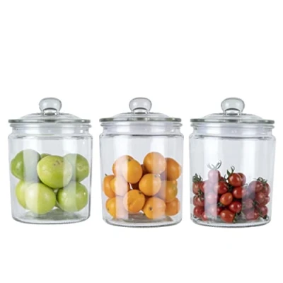 Image of ORNAMI Glass Storage Kitchen Jar with Airtight Lid (1.9L, Set of 3)