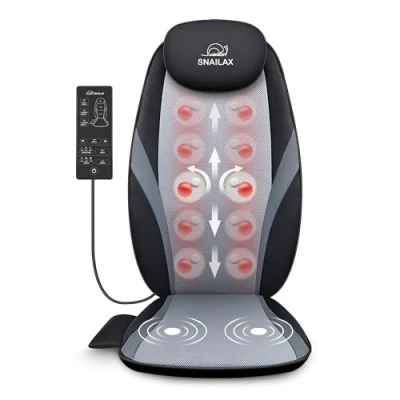 Image of Snailax Back Massager with Heat Massage Chair Pad Deep Kneading Full seat Cushion for Home Office use