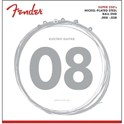 Image of Fender Super 250 Guitar Strings, Nickel Plated Steel, Ball End, 250XS Gauges .008 .038, (6)