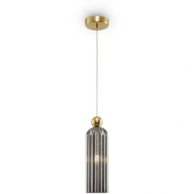 Image of Antic Modern Slim Pendant Ceiling Light Gold, Glass Grey Shade